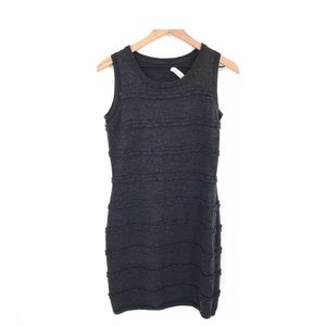 Calvin Klein sleeveless sweater dress round neck wool blend ruffle grey S women
